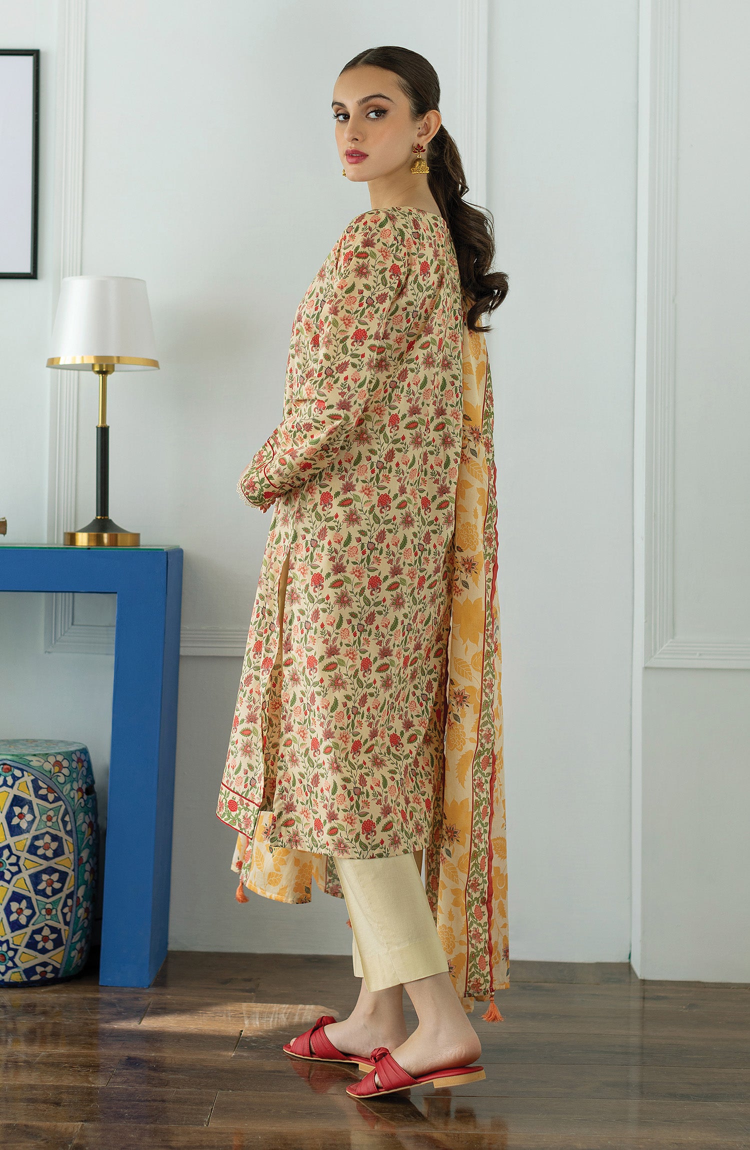 OTL-23-049/S BEIGE LAWN  READY TO WEAR SHIRT DUPATTA PANTS