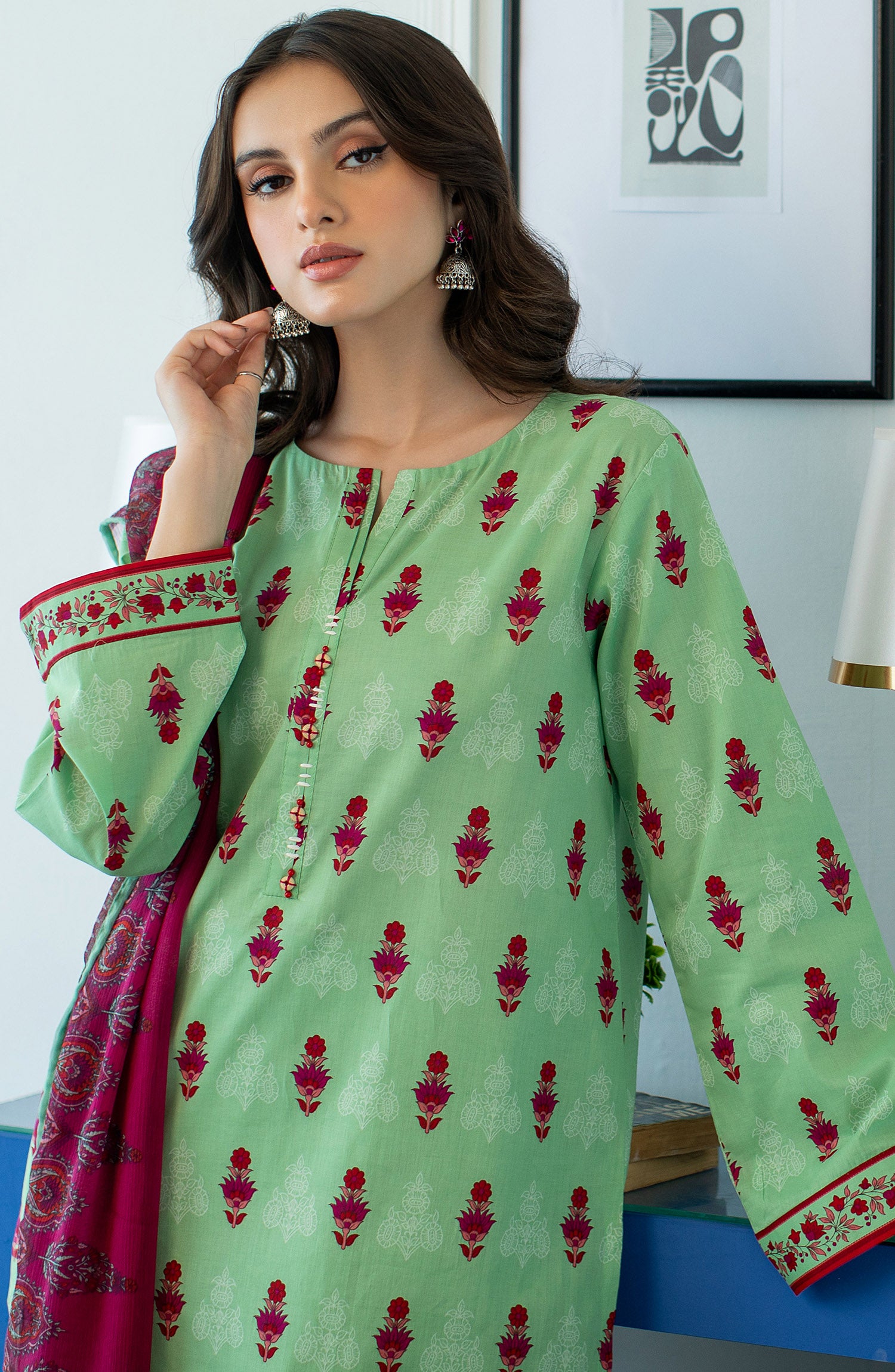 OTL-23-061/U GREEN LAWN  UNSTITCHED SHIRT DUPATTA PANTS