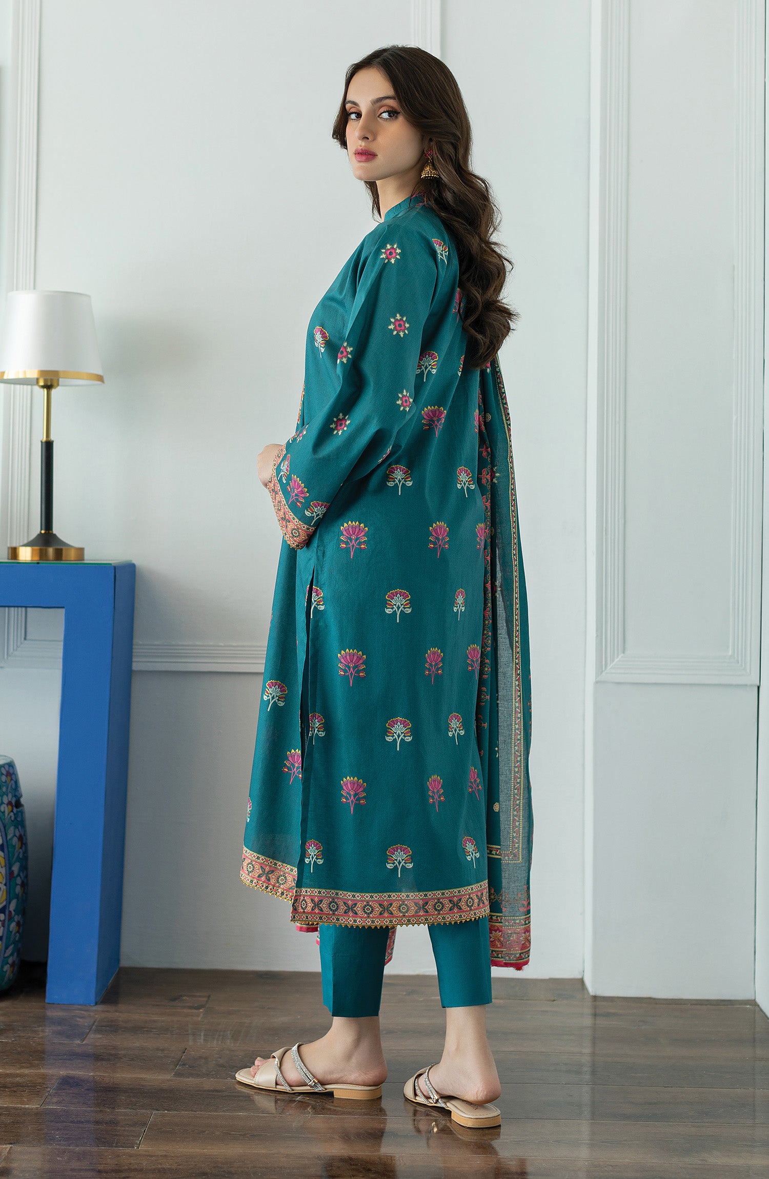 OTL-23-027/U TEAL LAWN  UNSTITCHED SHIRT DUPATTA PANTS