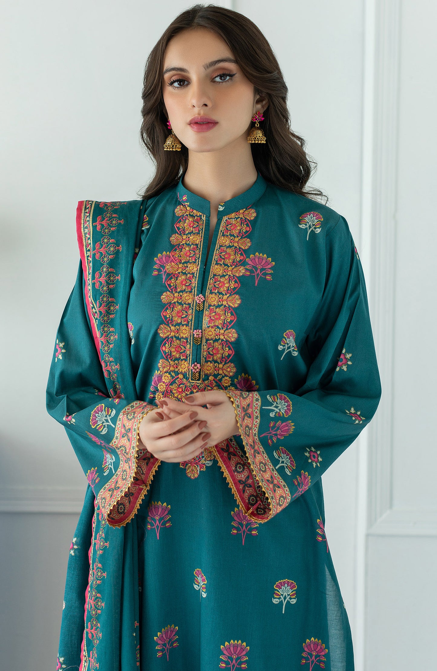 OTL-23-027/U TEAL LAWN  UNSTITCHED SHIRT DUPATTA PANTS