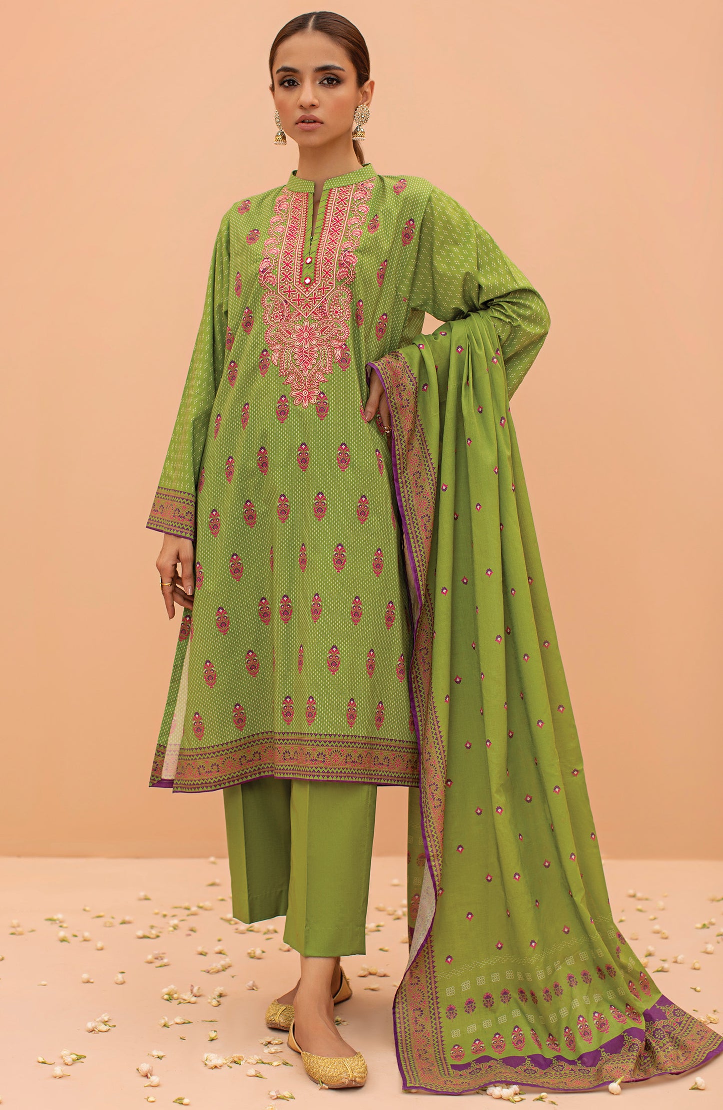 OTL-22-070/U GREEN LAWN  UNSTITCHED SHIRT DUPATTA PANTS