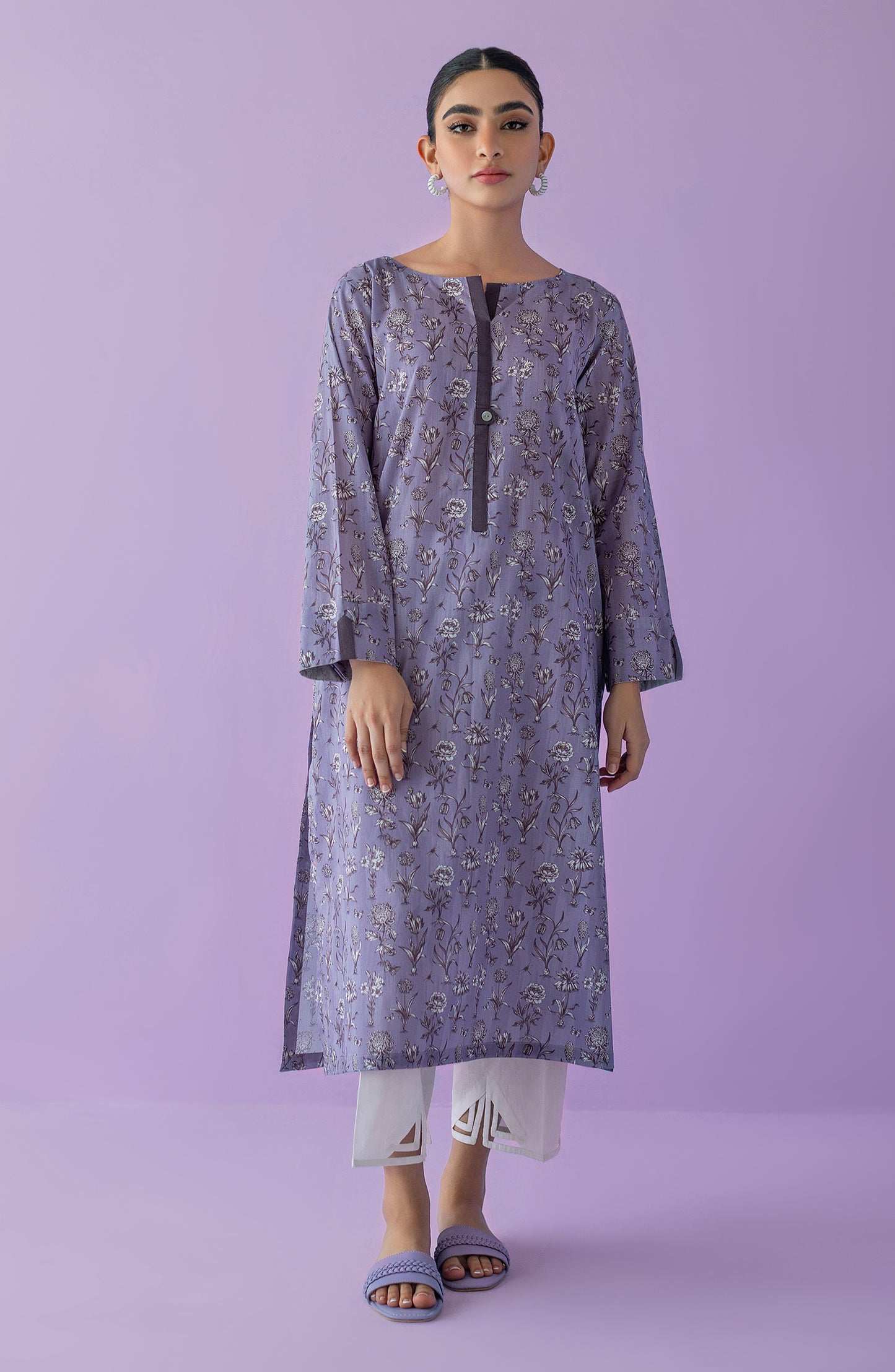 HCS-23-020/U LILAC LAWN SCSHIRT UNSTITCHED SHIRT