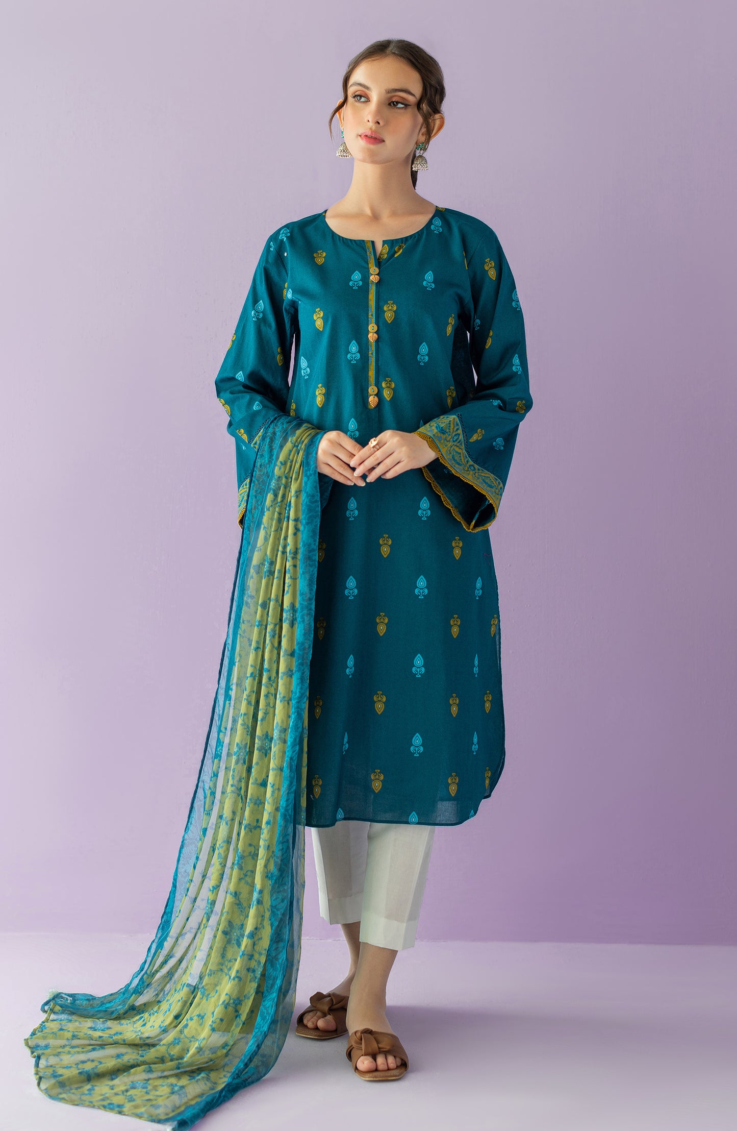 NRDS-23-045/U BLUE LAWN  UNSTITCHED SHIRT DUPATTA