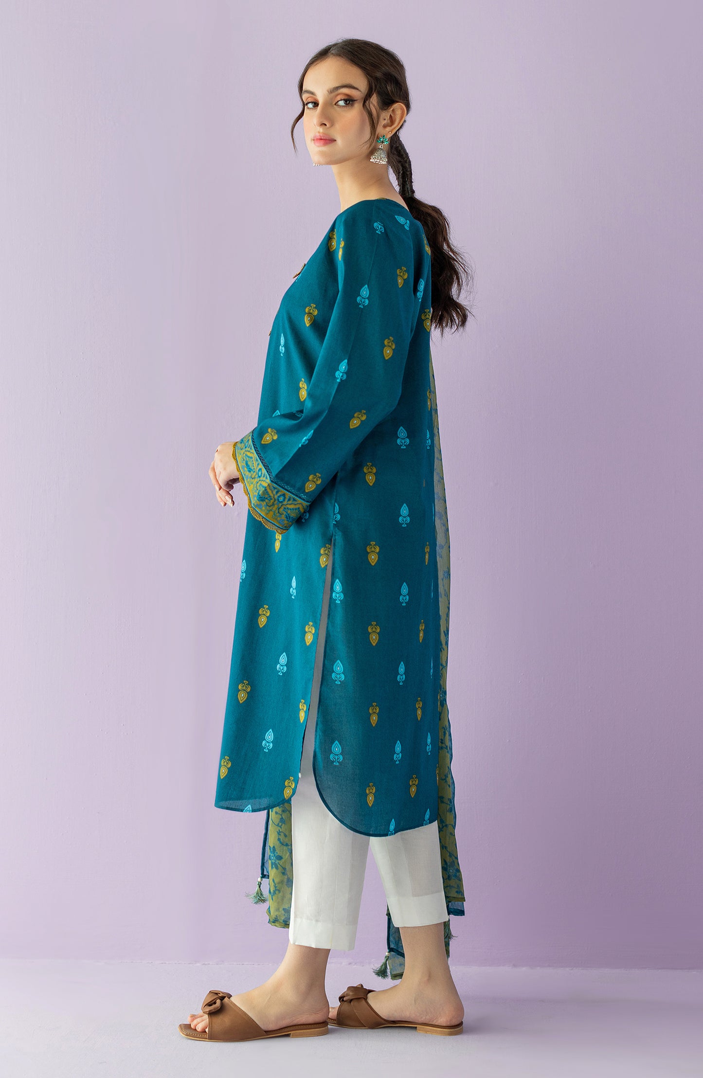 NRDS-23-045/U BLUE LAWN  UNSTITCHED SHIRT DUPATTA