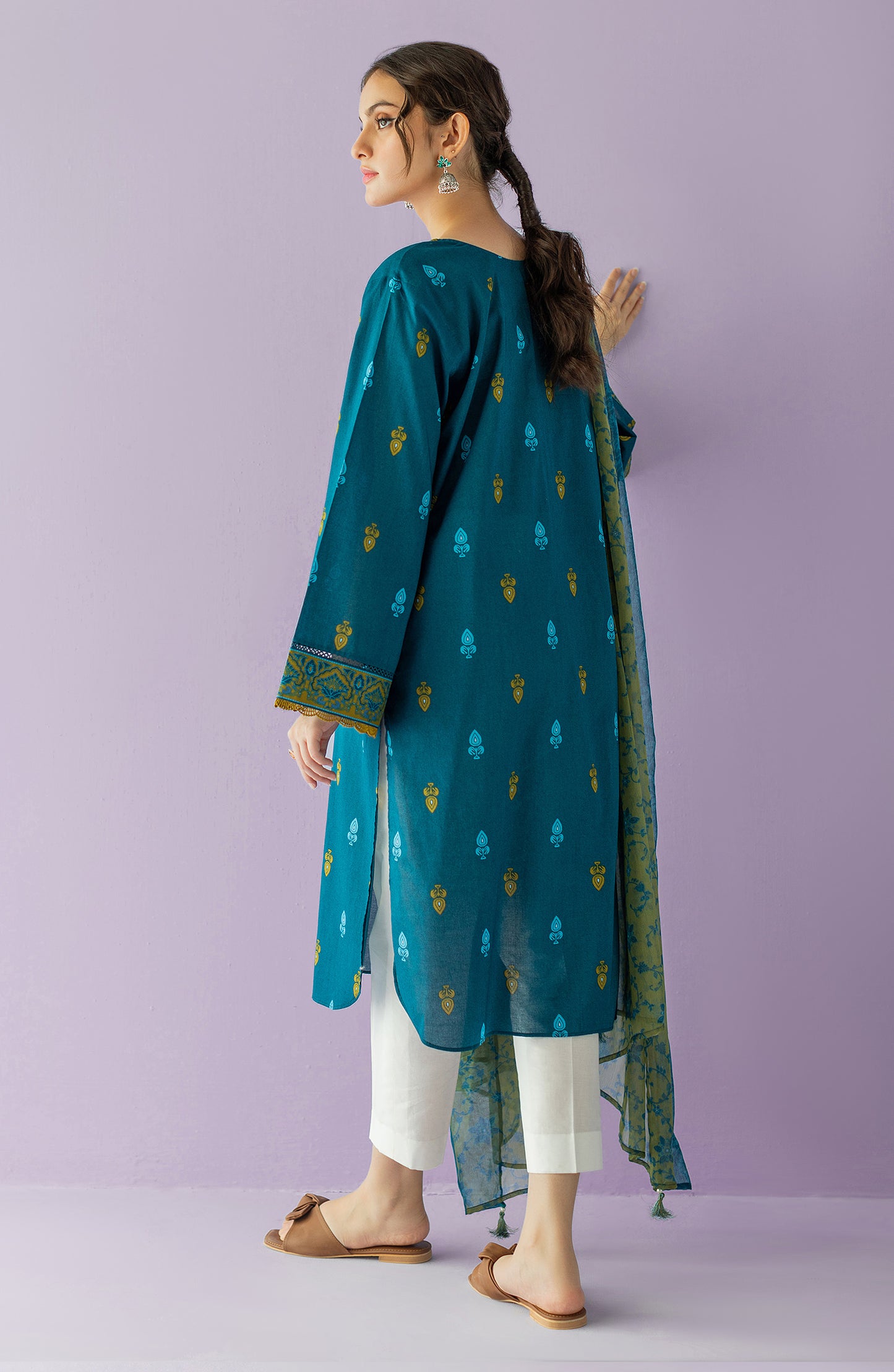 NRDS-23-045/U BLUE LAWN  UNSTITCHED SHIRT DUPATTA