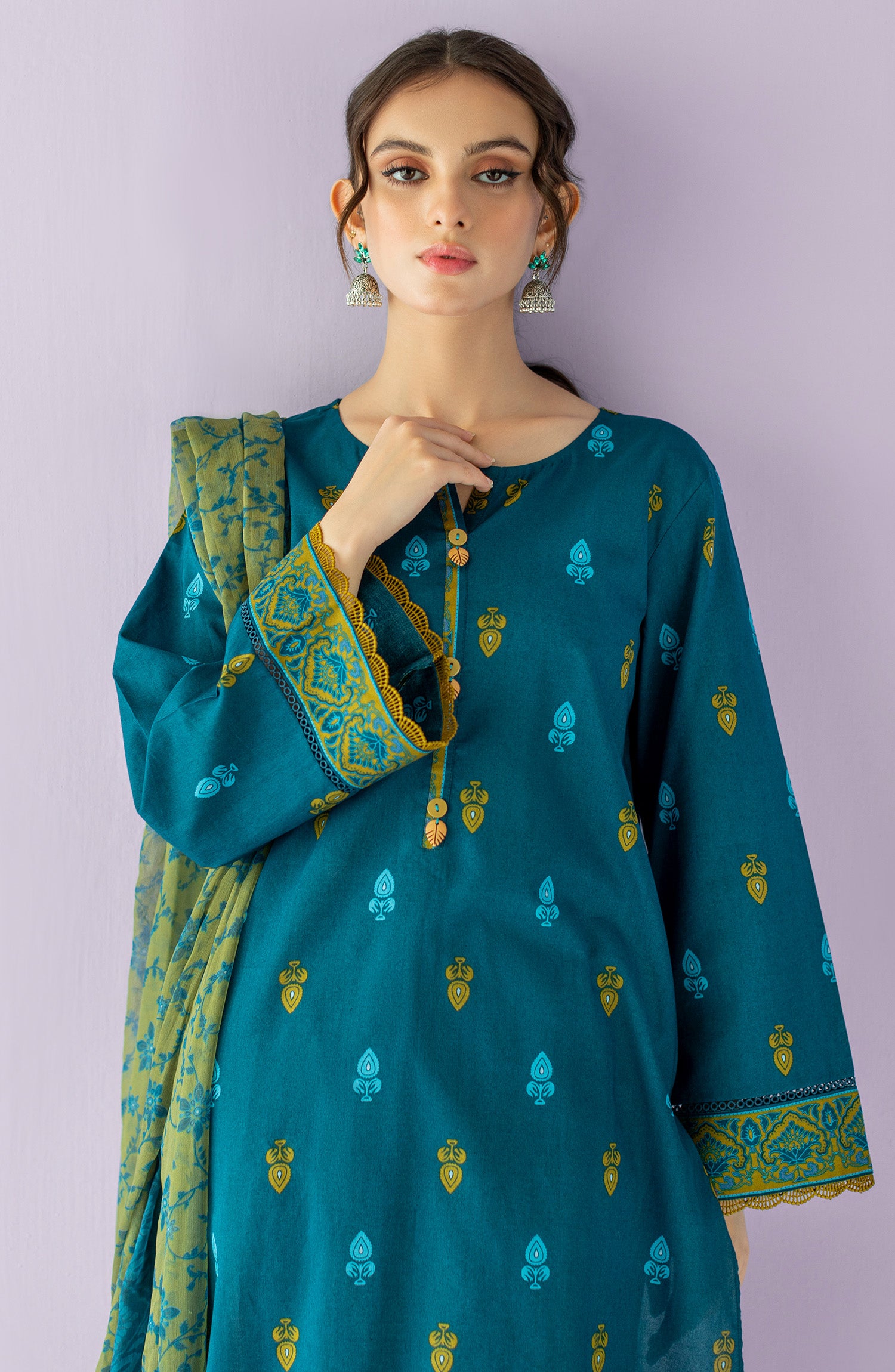 NRDS-23-045/U BLUE LAWN  UNSTITCHED SHIRT DUPATTA