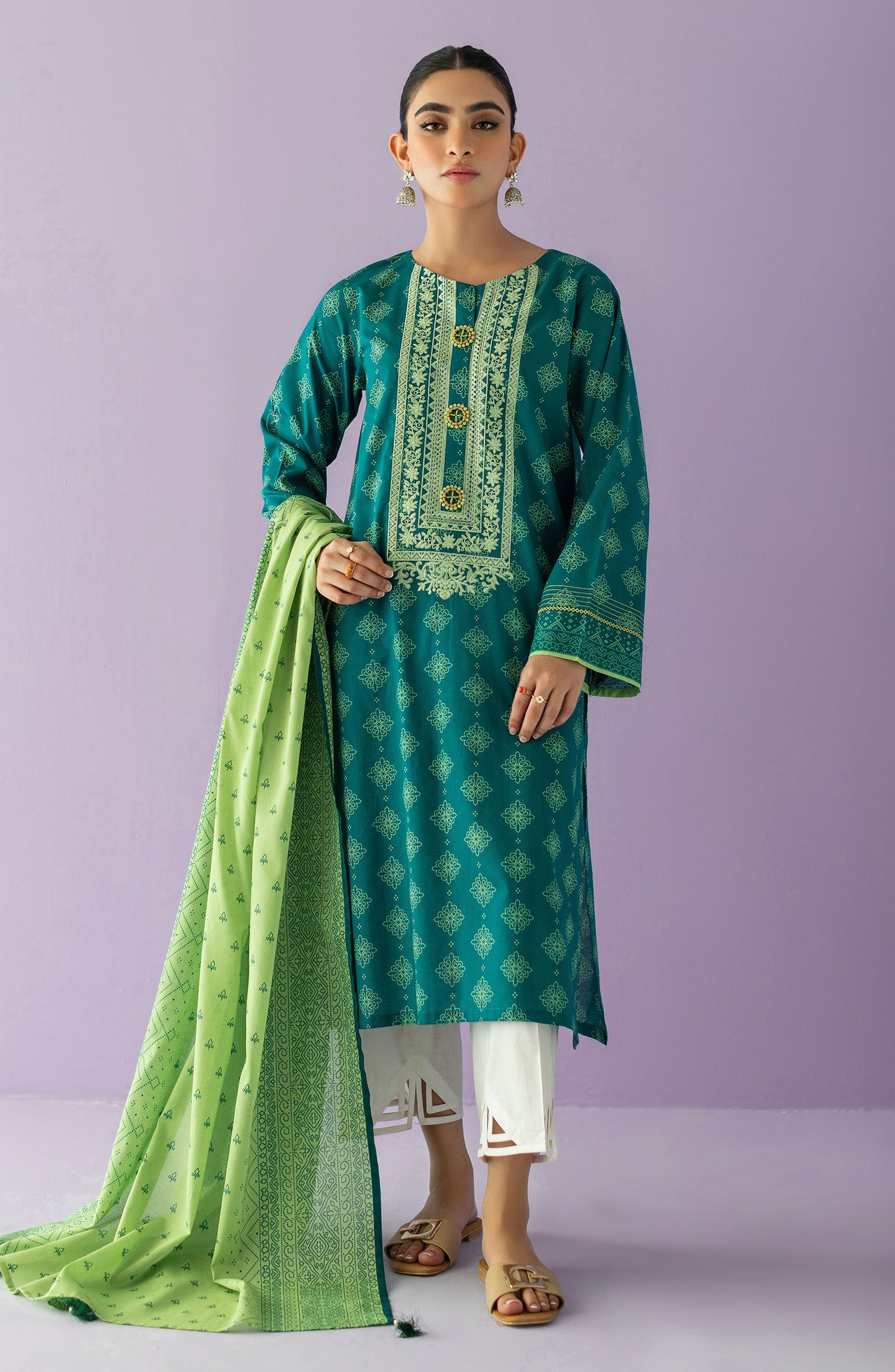 NRDS-23-007/U GREEN LAWN  UNSTITCHED SHIRT DUPATTA