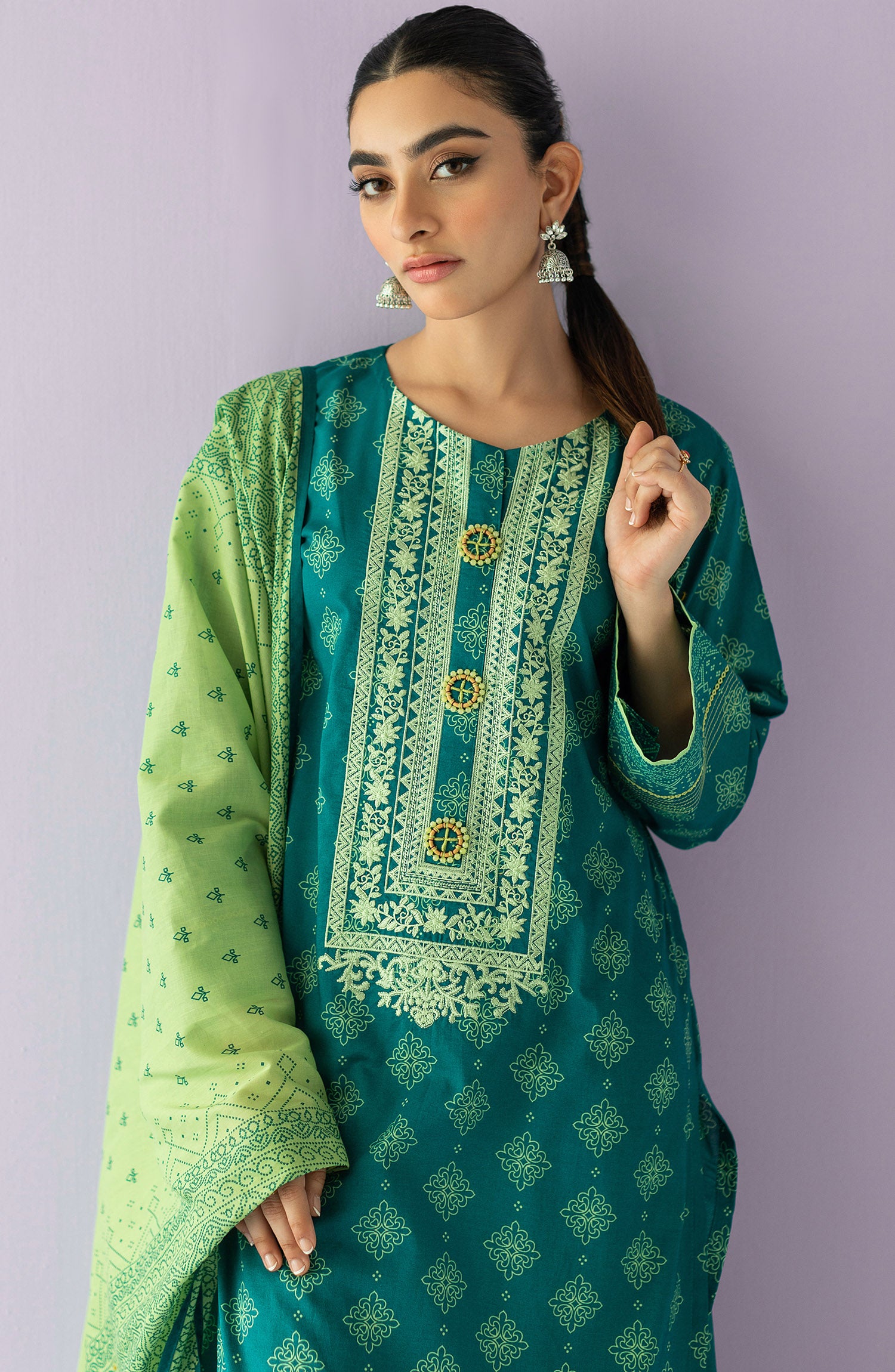 NRDS-23-007/U GREEN LAWN  UNSTITCHED SHIRT DUPATTA