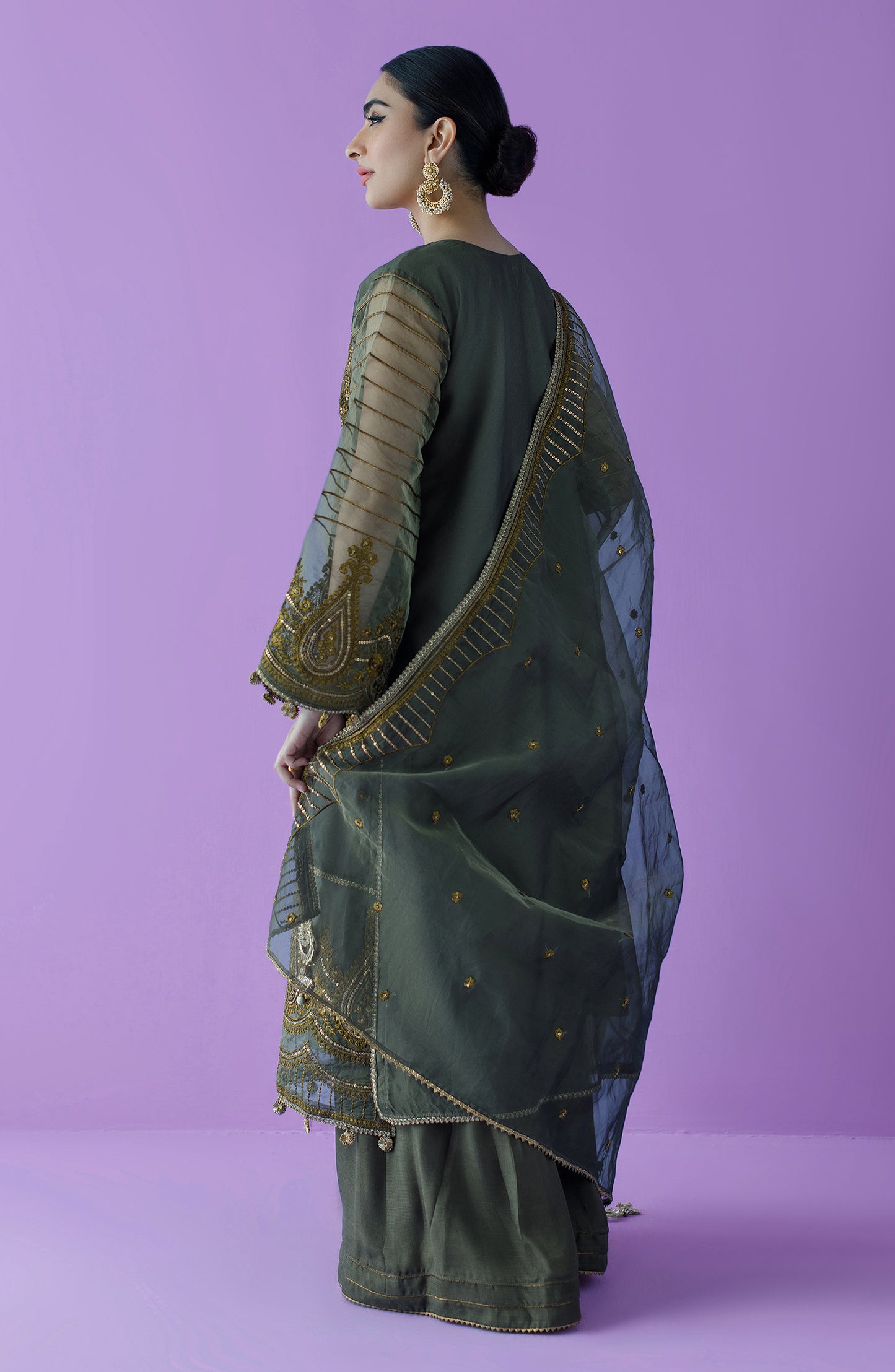 OTLF-23-030 GREEN COTTON  UNSTITCHED SHIRT DUPATTA PANTS