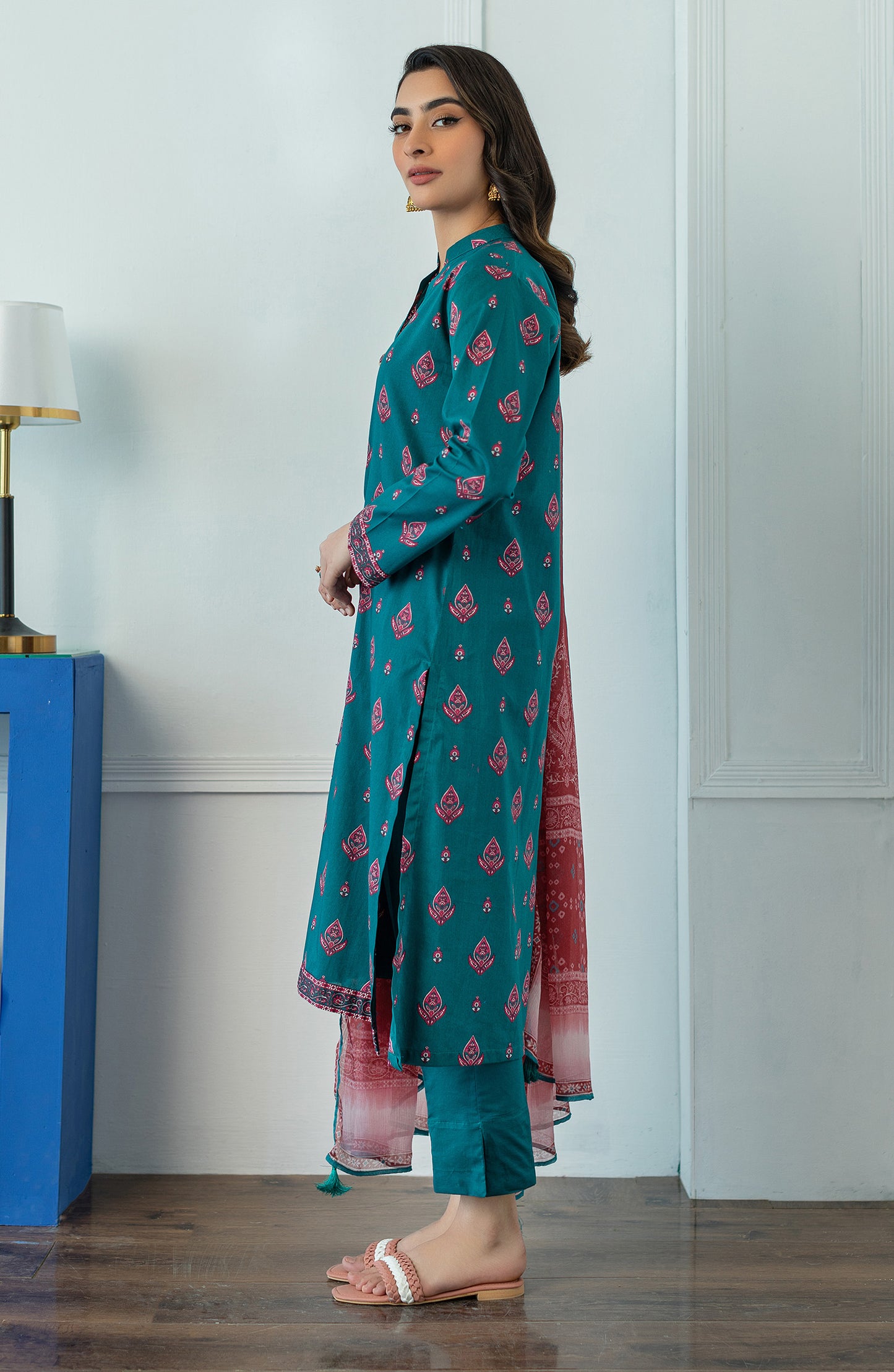 OTL-23-092/U TEAL LAWN  UNSTITCHED SHIRT DUPATTA PANTS