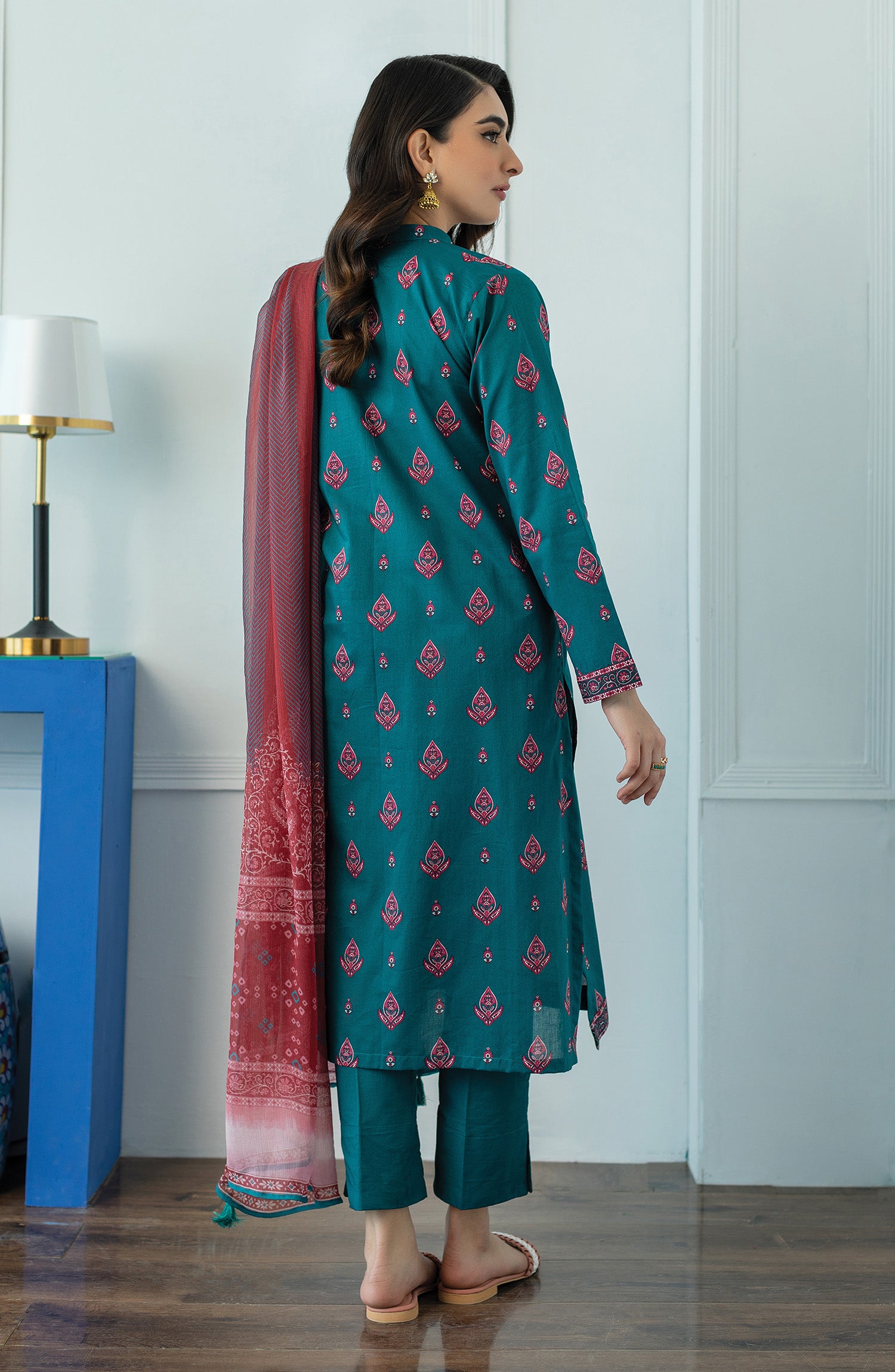 OTL-23-092/U TEAL LAWN  UNSTITCHED SHIRT DUPATTA PANTS