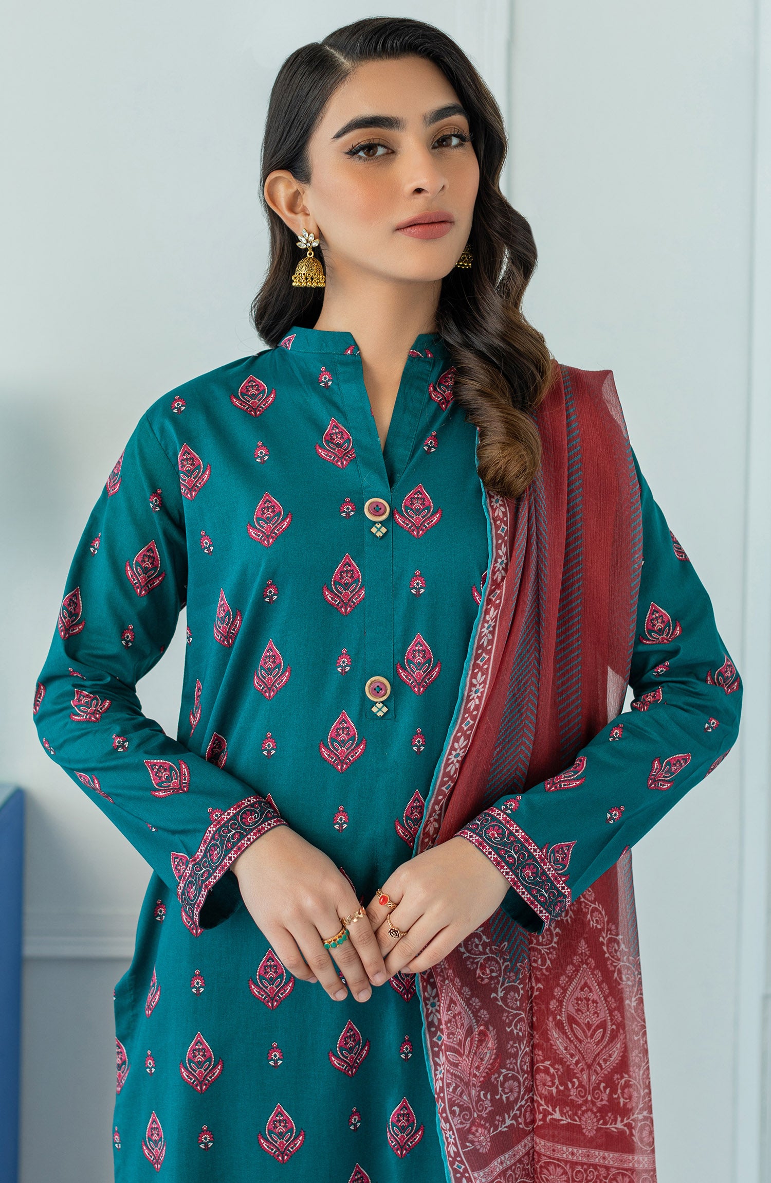 OTL-23-092/U TEAL LAWN  UNSTITCHED SHIRT DUPATTA PANTS