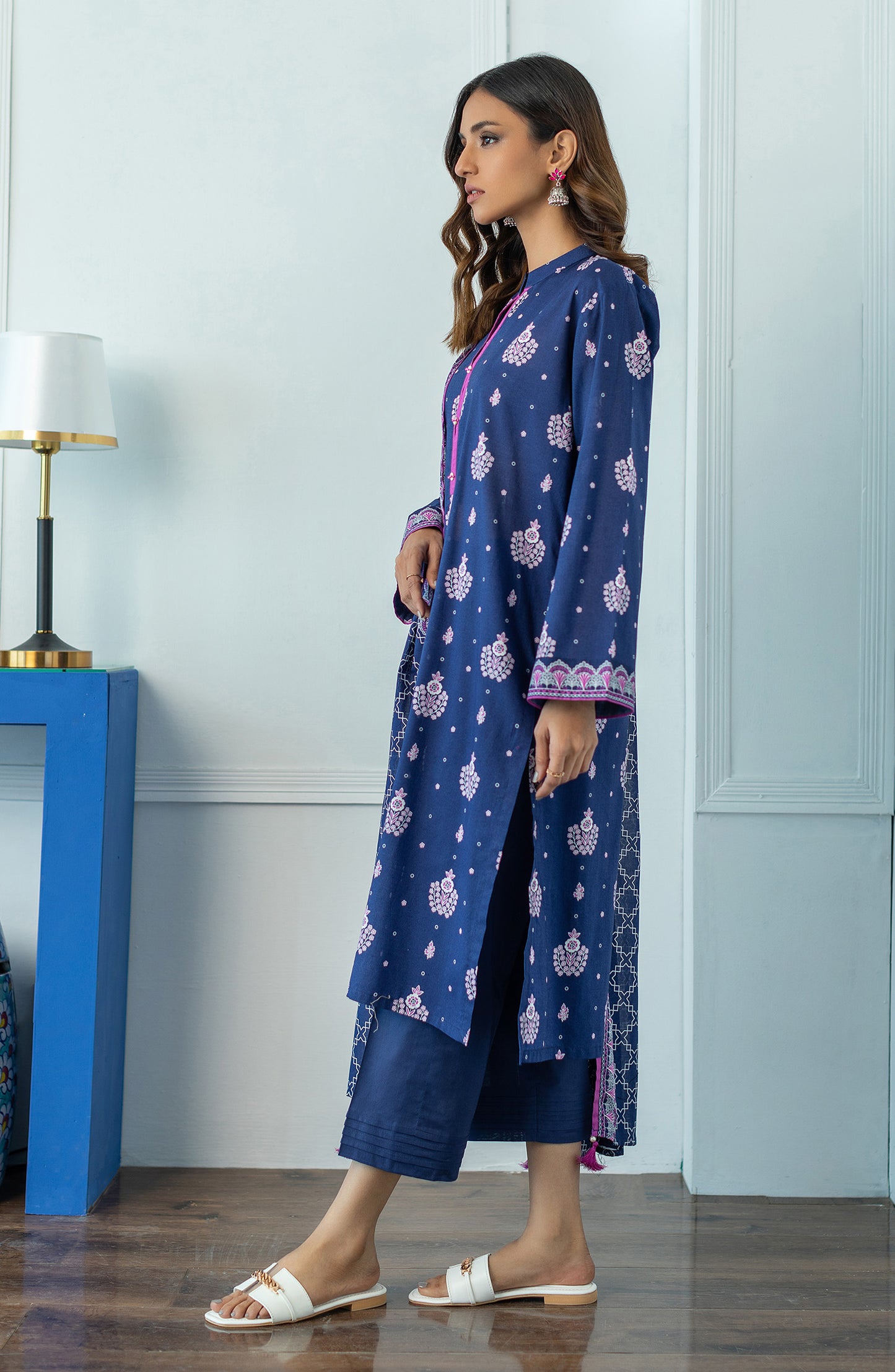 OTL-23-080/U BLUE LAWN  UNSTITCHED SHIRT DUPATTA PANTS