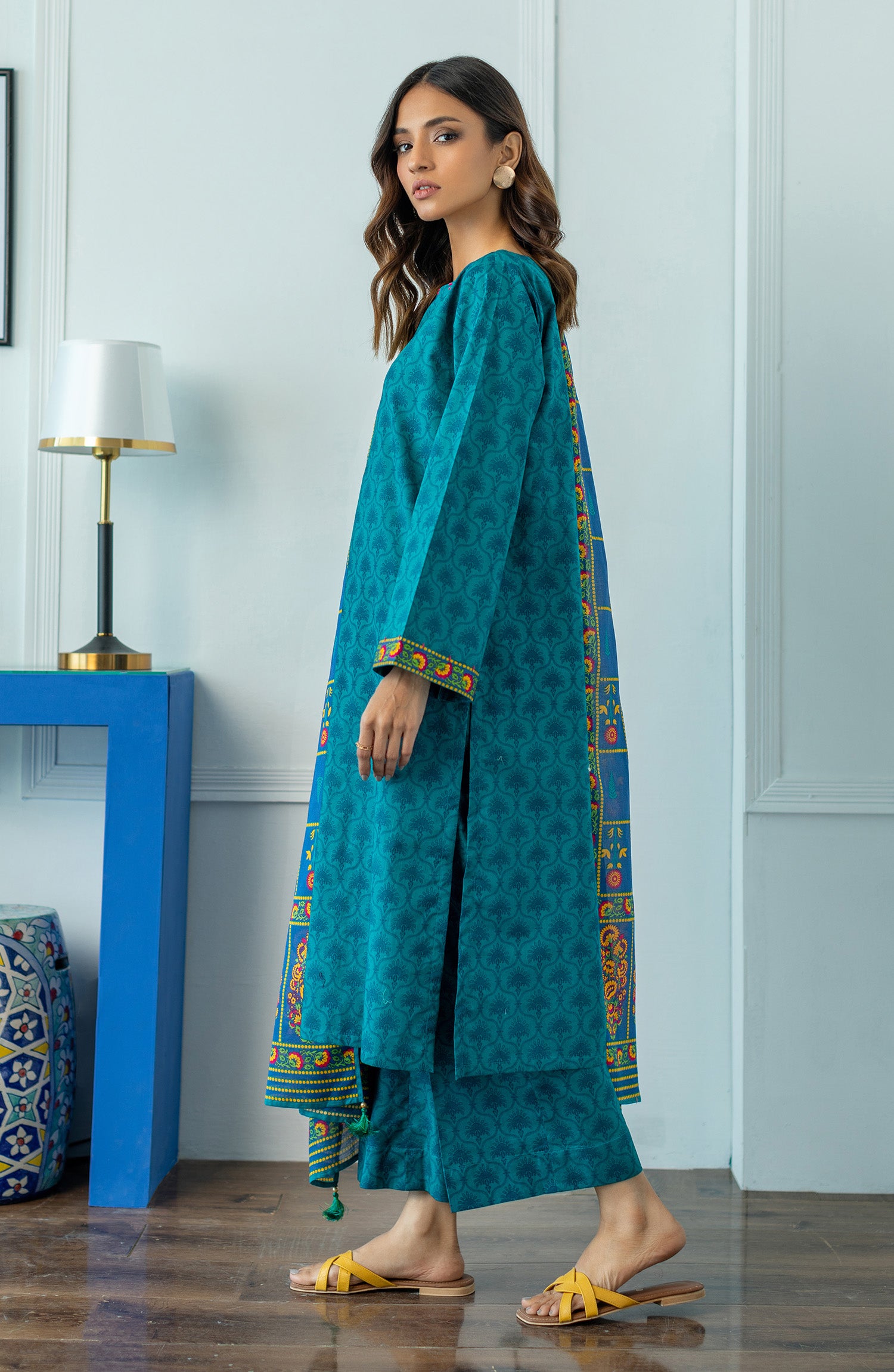 OTL-23-054/U TEAL LAWN  UNSTITCHED SHIRT DUPATTA PANTS