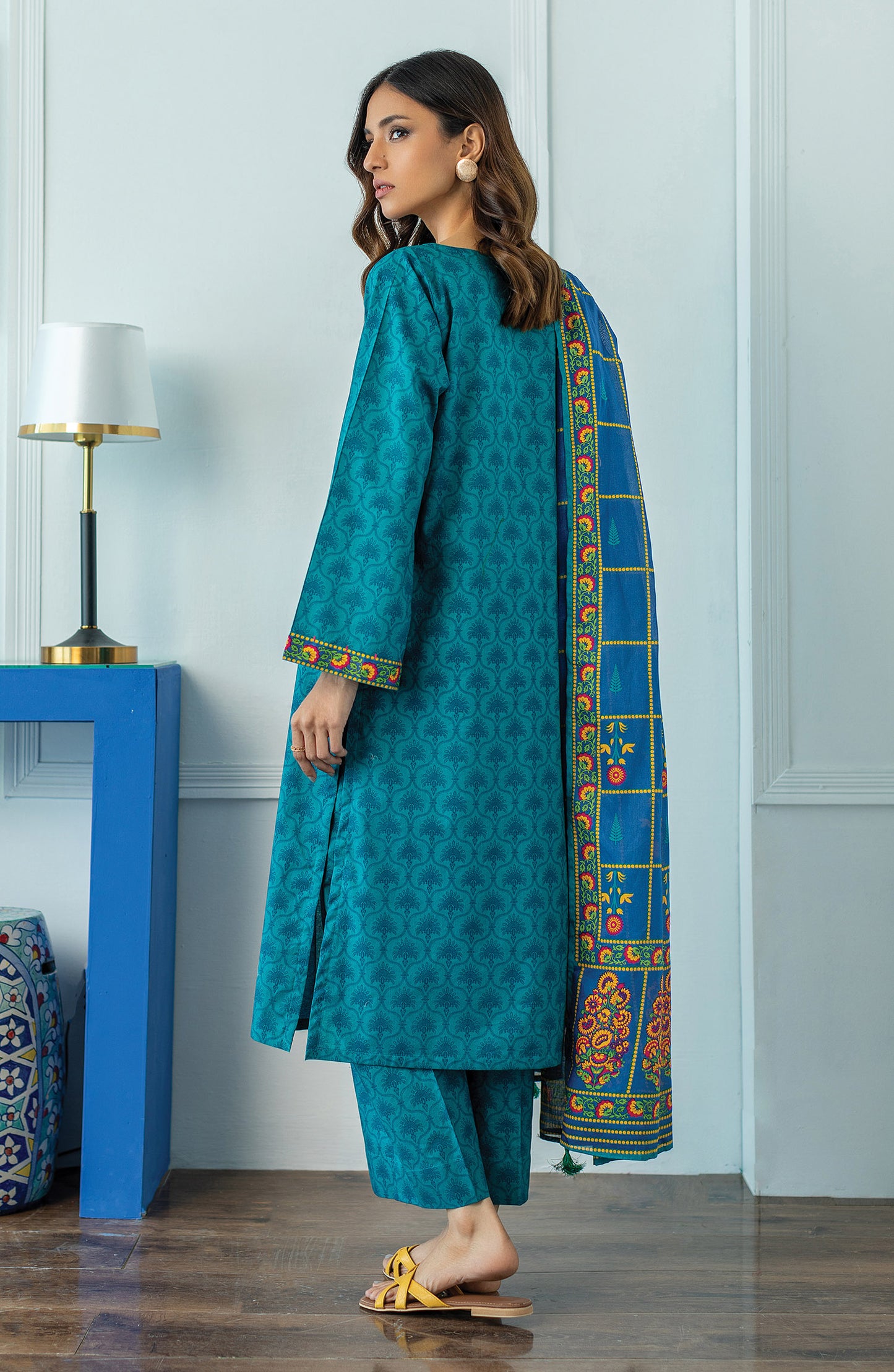 OTL-23-054/U TEAL LAWN  UNSTITCHED SHIRT DUPATTA PANTS