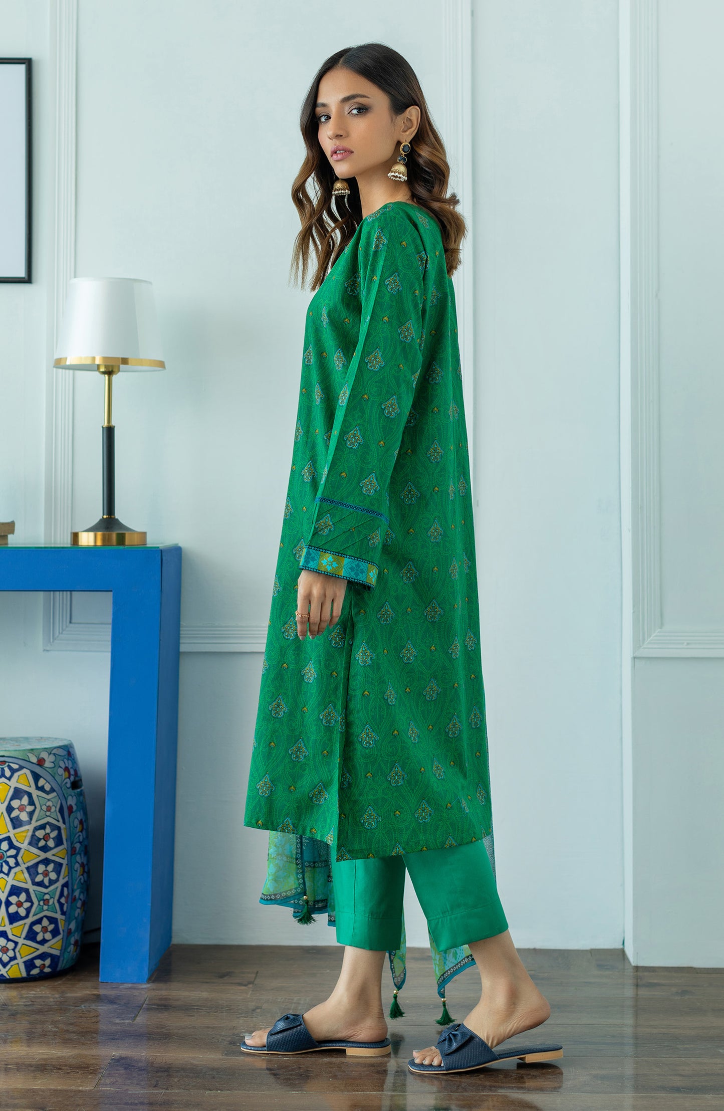 OTL-23-093/U GREEN LAWN  UNSTITCHED SHIRT DUPATTA PANTS