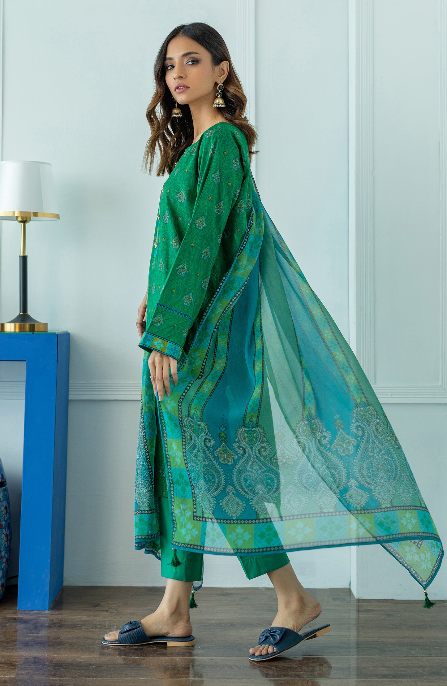 OTL-23-093/U GREEN LAWN  UNSTITCHED SHIRT DUPATTA PANTS