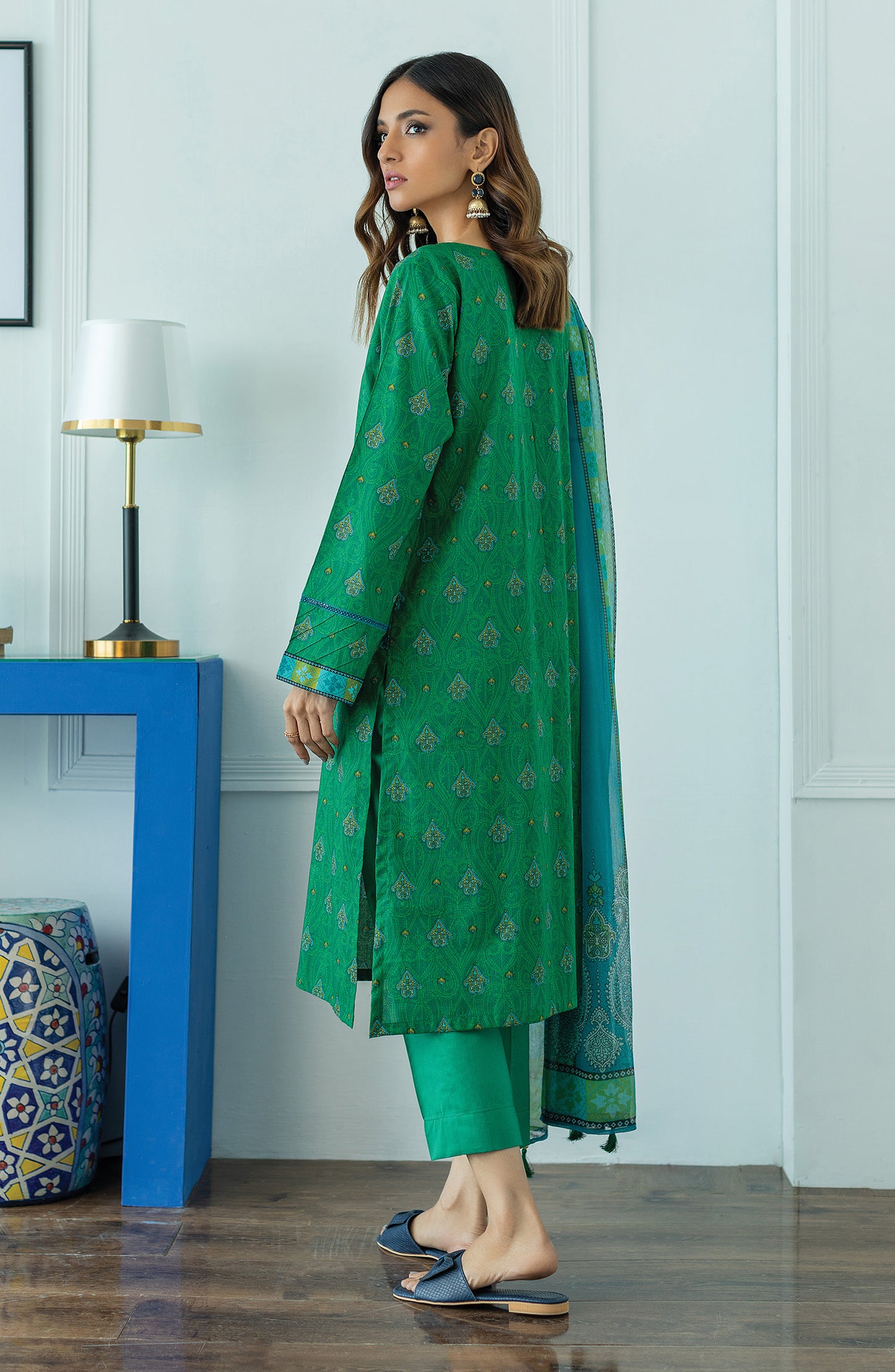 OTL-23-093/U GREEN LAWN  UNSTITCHED SHIRT DUPATTA PANTS