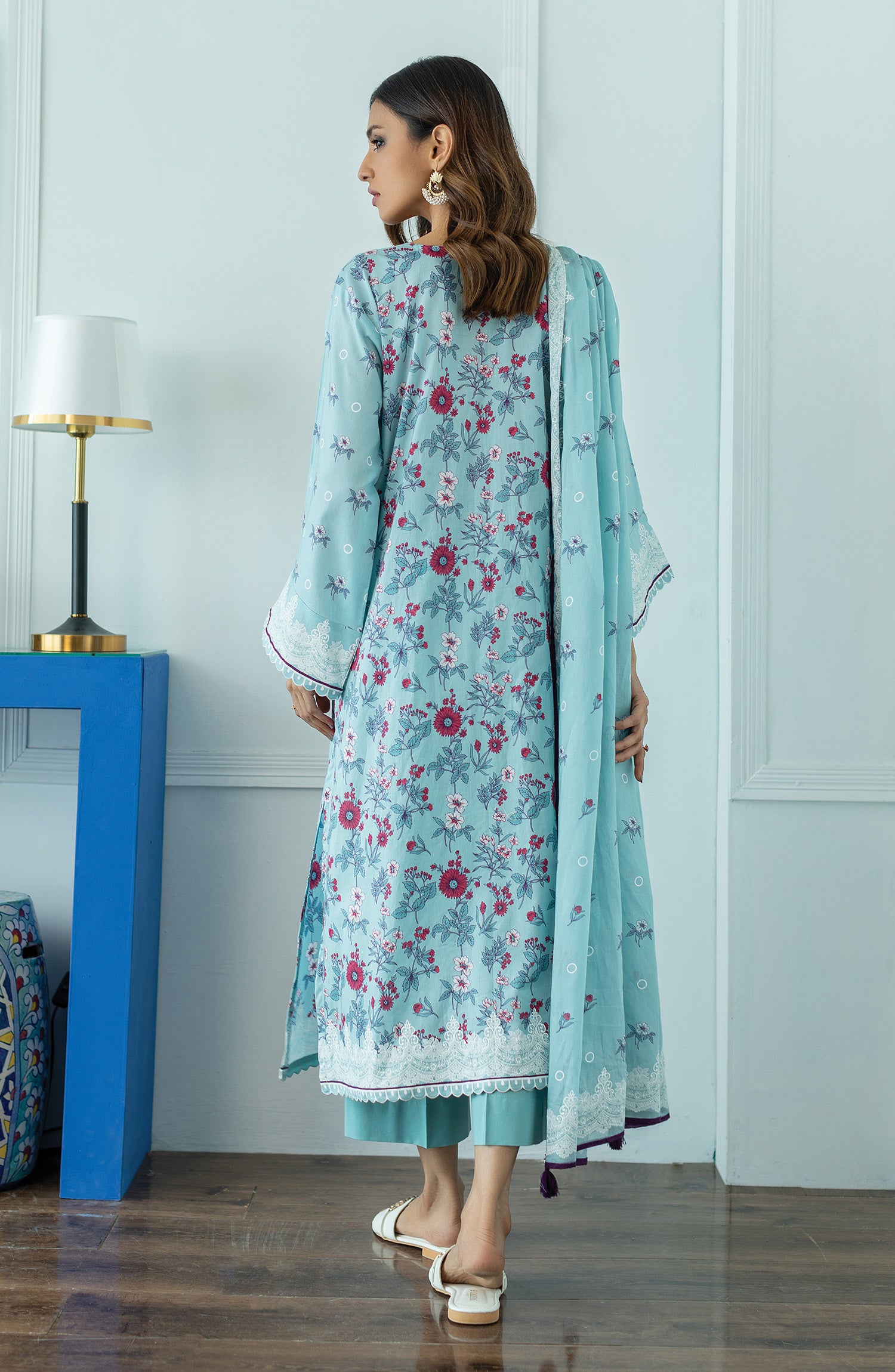 OTL-23-012/U TEAL LAWN  UNSTITCHED SHIRT DUPATTA PANTS