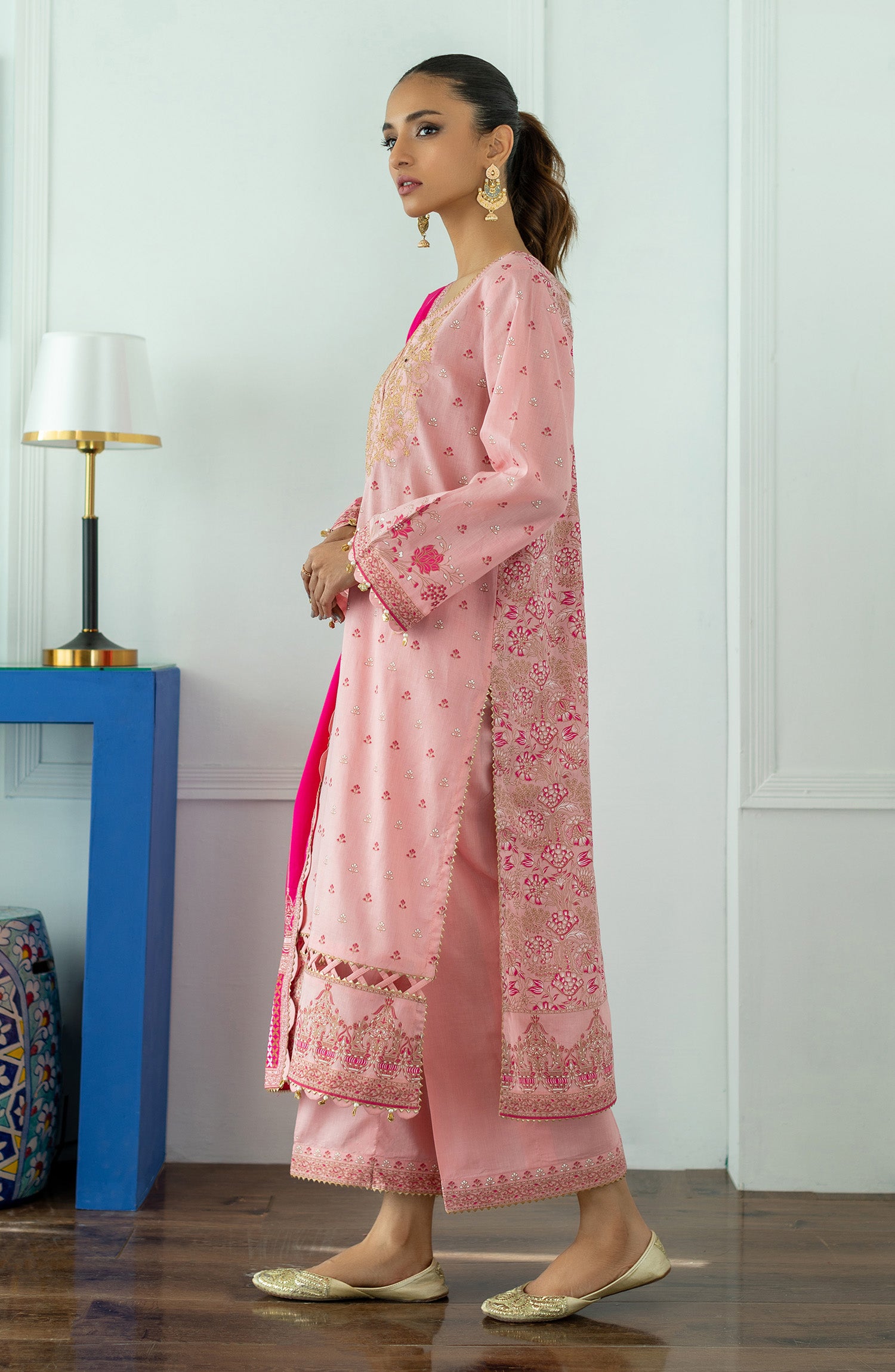 OTL-23-102/U L. PINK LAWN  UNSTITCHED SHIRT DUPATTA PANTS