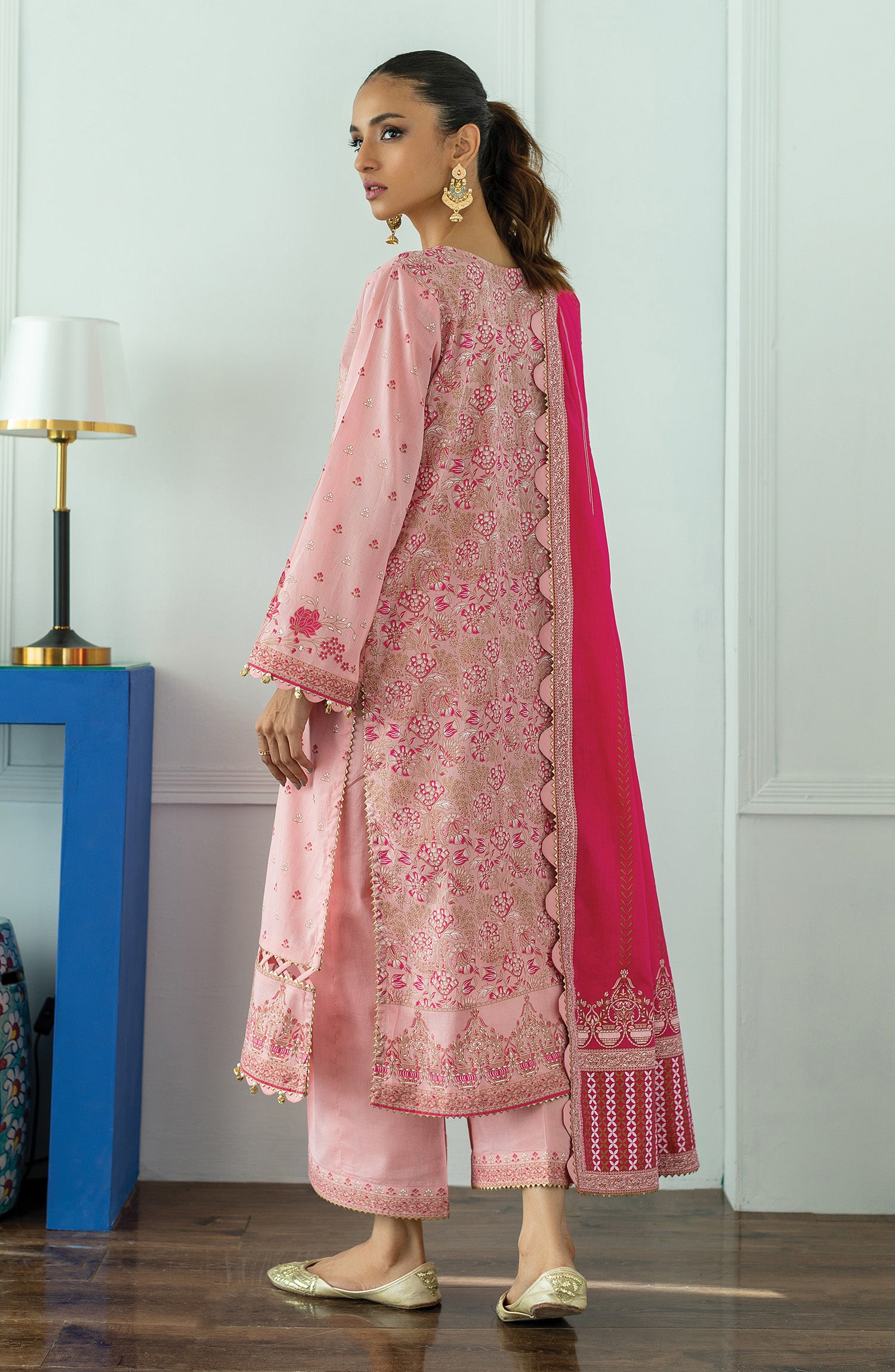 OTL-23-102/U L. PINK LAWN  UNSTITCHED SHIRT DUPATTA PANTS