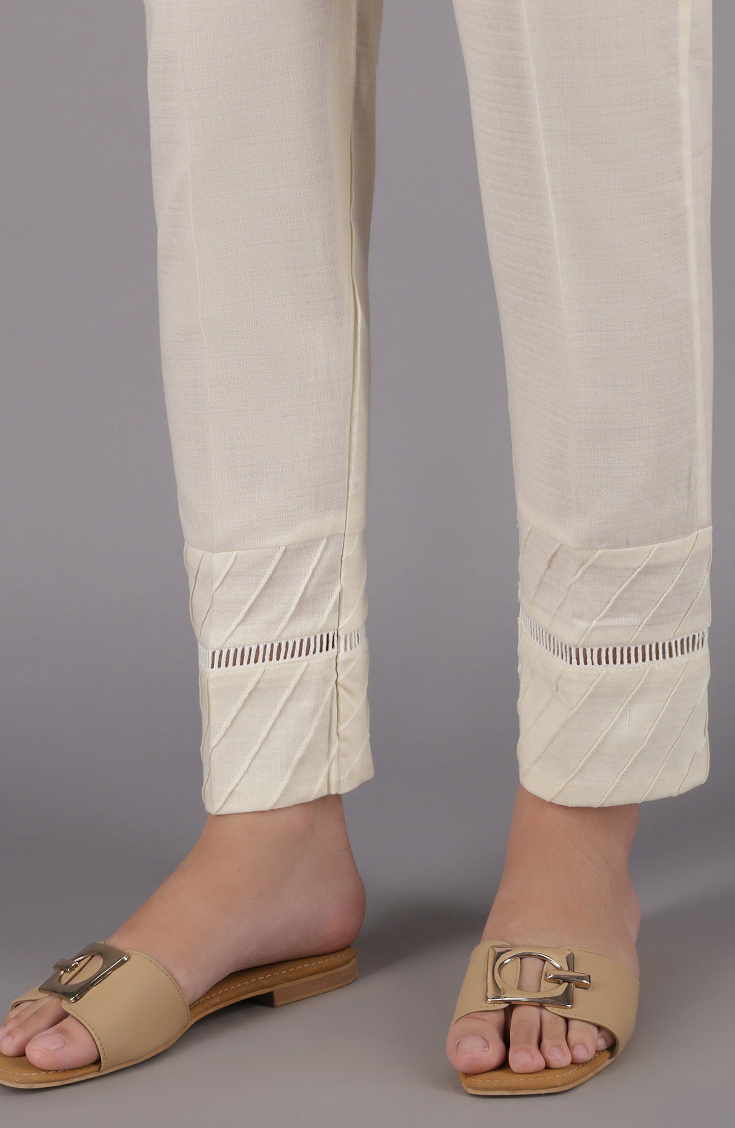 NRP-73/S CREAM DOBBY SCPANTS STITCHED BOTTOMS PANTS