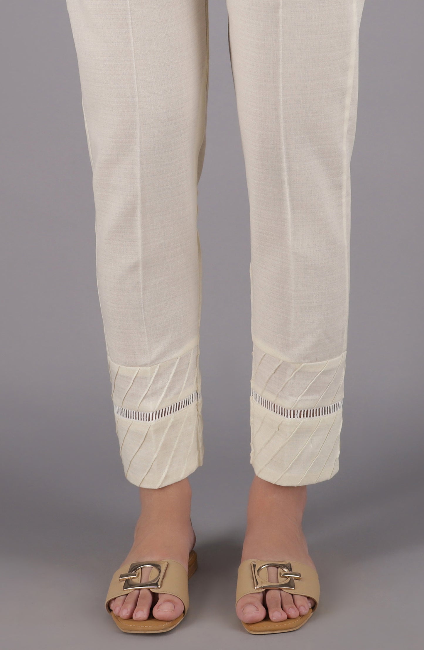 NRP-73/S CREAM DOBBY SCPANTS STITCHED BOTTOMS PANTS