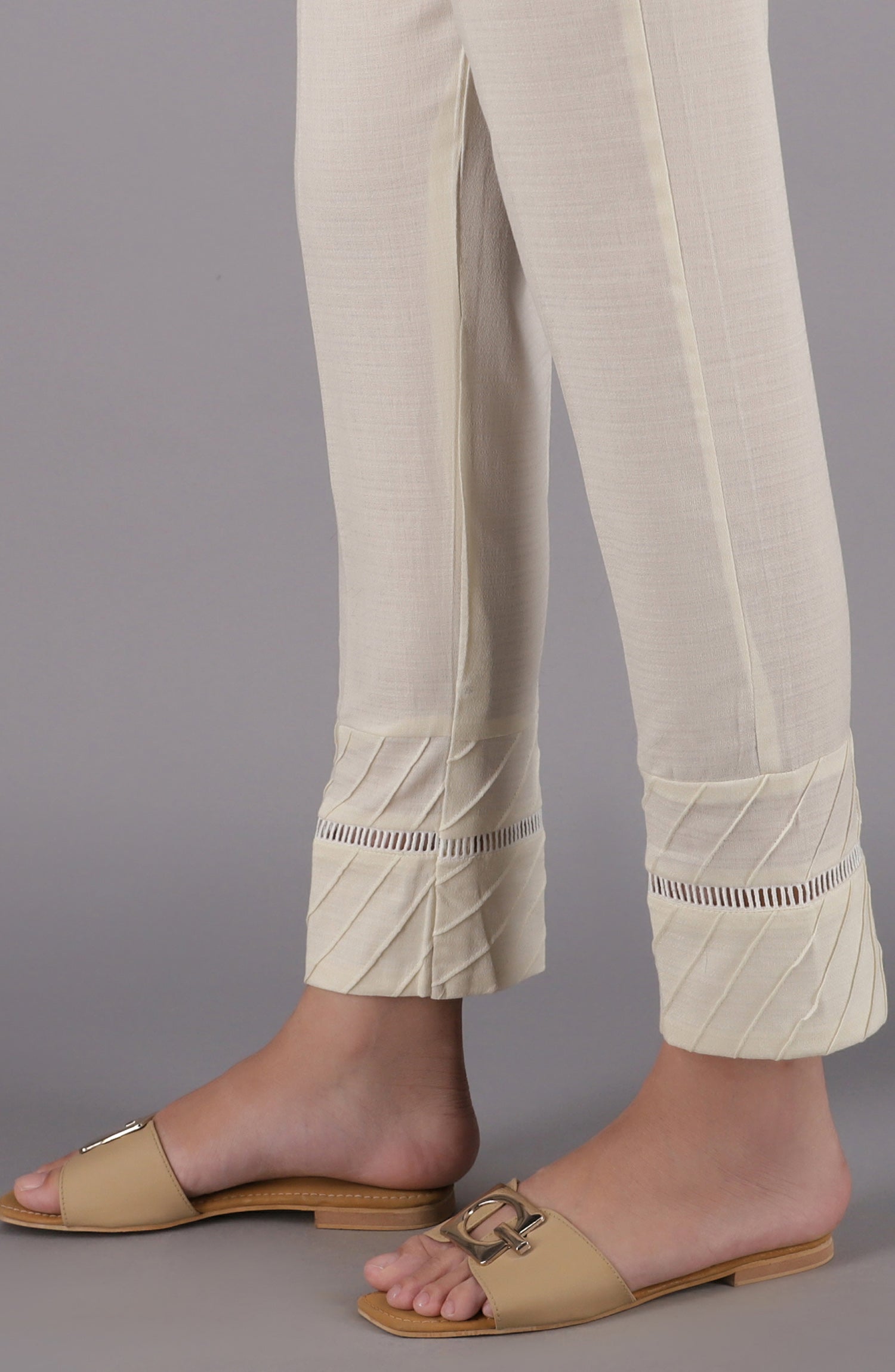 NRP-73/S CREAM DOBBY SCPANTS STITCHED BOTTOMS PANTS